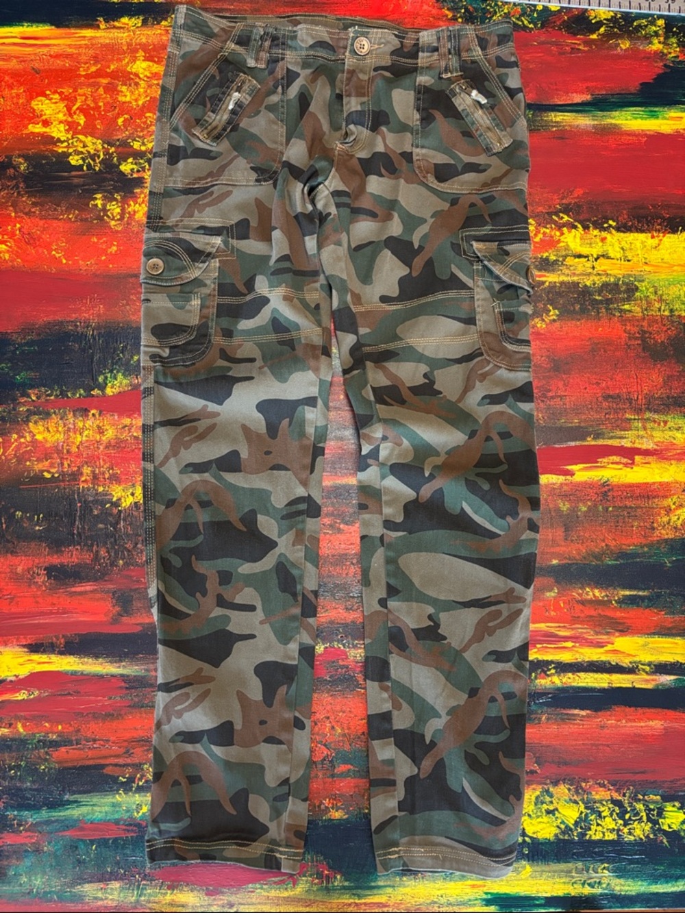 Men's Camo Cargo Pants in Green Multi-Tone